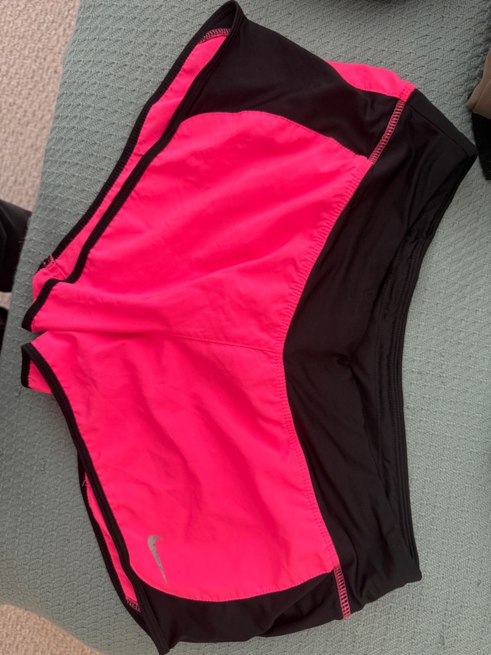 Nike Bright Pink and Black Women's Athletic Shorts